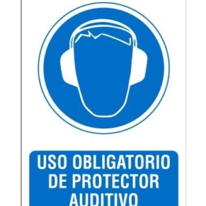 cartel uso de protector auditivo